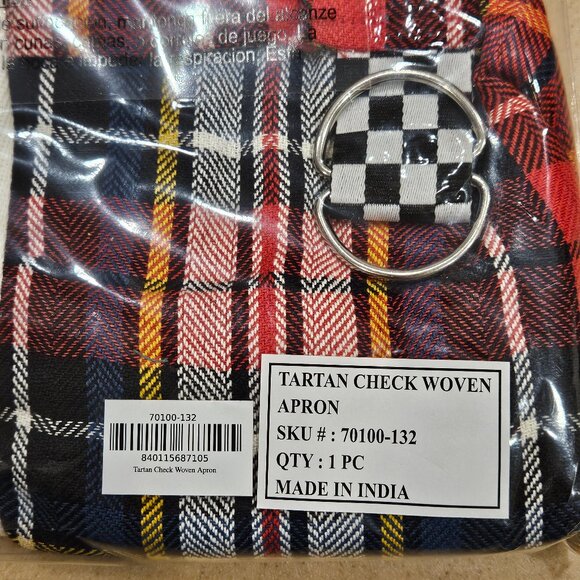 MACKENZIE CHILDS WOVEN TARTAN PLAID COURTLY CHECK 100% COTTON COOKING CHEF APRON - Picture 2 of 5